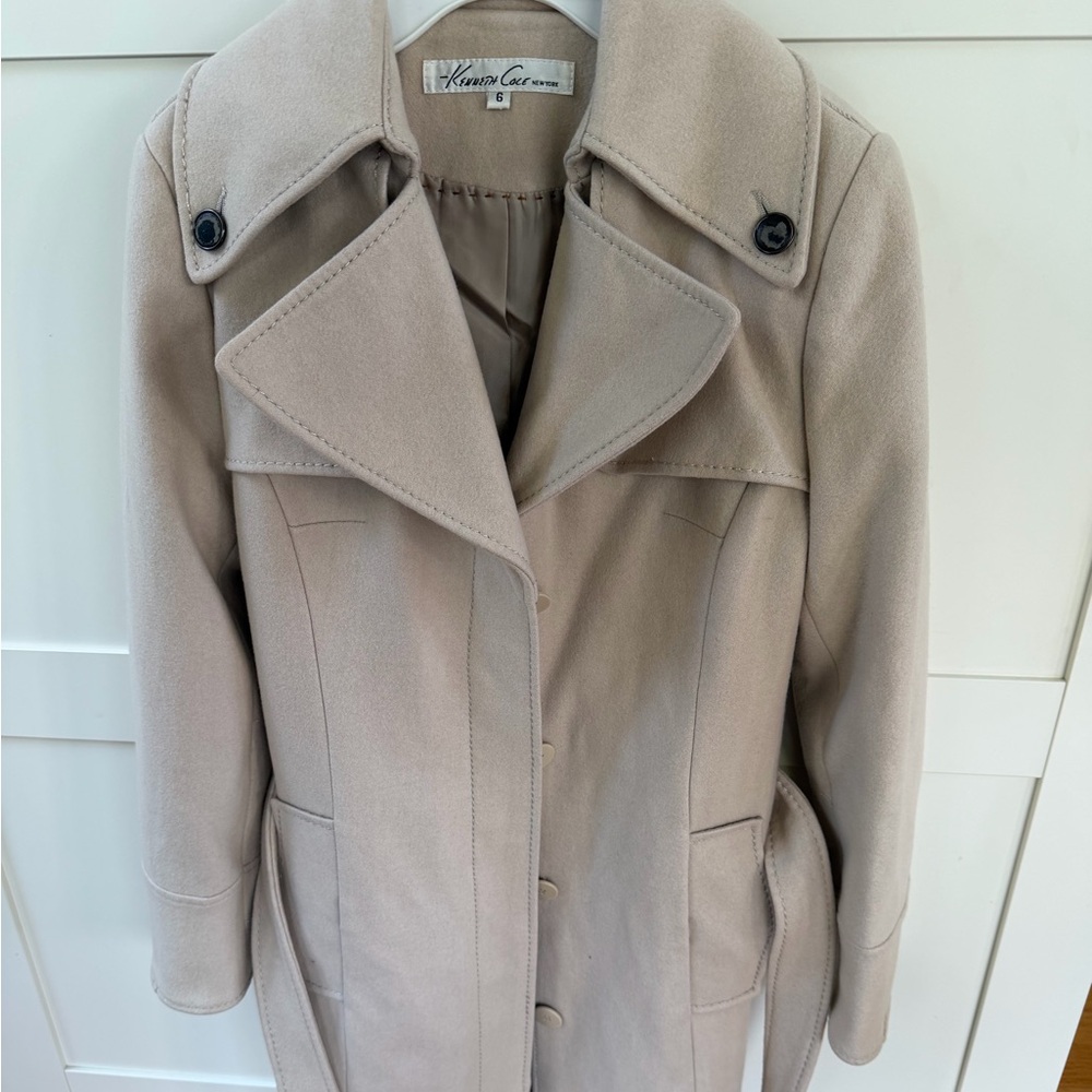 Kenneth Cole New York Beige Belted Trench Coat